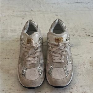 Golden Goose Women's Beige Sneakers with Glitter Accents